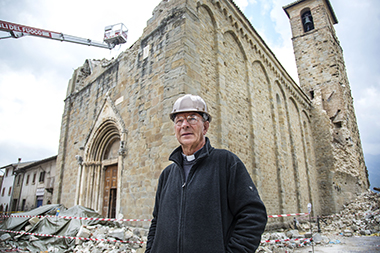 Ciò che resta della cattedrale di Sant’Agostino ad Amatrice.
