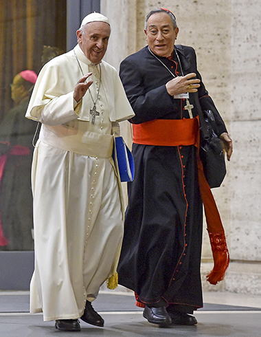 Il cardinale Oscar Rodríguez Maradiaga con Papa Francesco