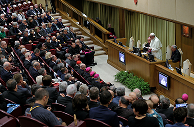 Un discorso di papa Francesco nell’Aula nuova del Sinodo