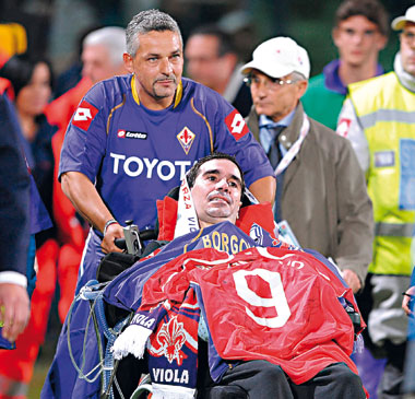 Stefano Borgonovo, affetto da Sla, e Roberto Baggio